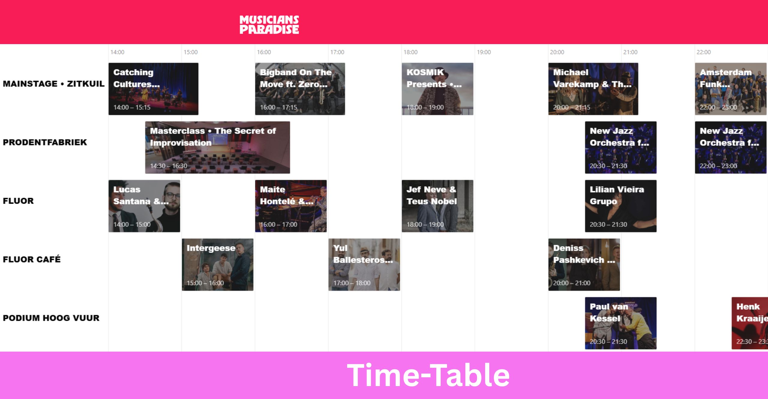 Musicians Paradise Time-Table